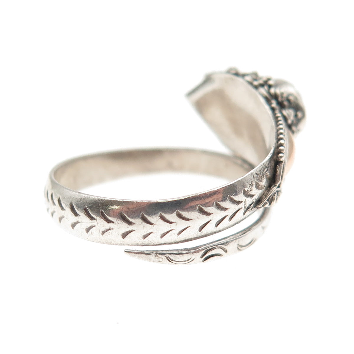 925 Sterling Silver & Gold Vintage Real Amethyst Dragon Adjustable Ring Size 8