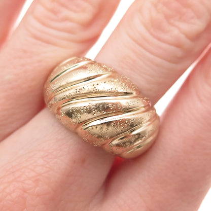 GioIelli Di Valenza 925 Sterling Gold Plated Vintage Italy Modernist Ring Size 8