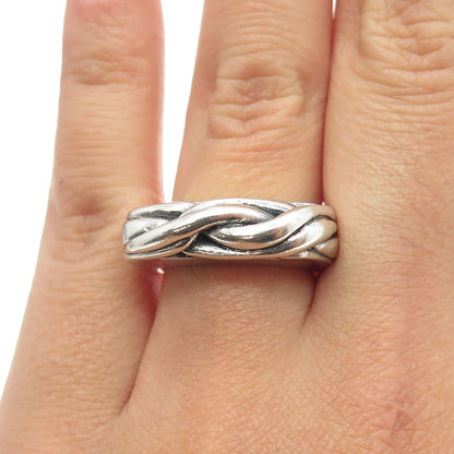 925 Sterling Silver Vintage Viking Twisted Ring Size 7