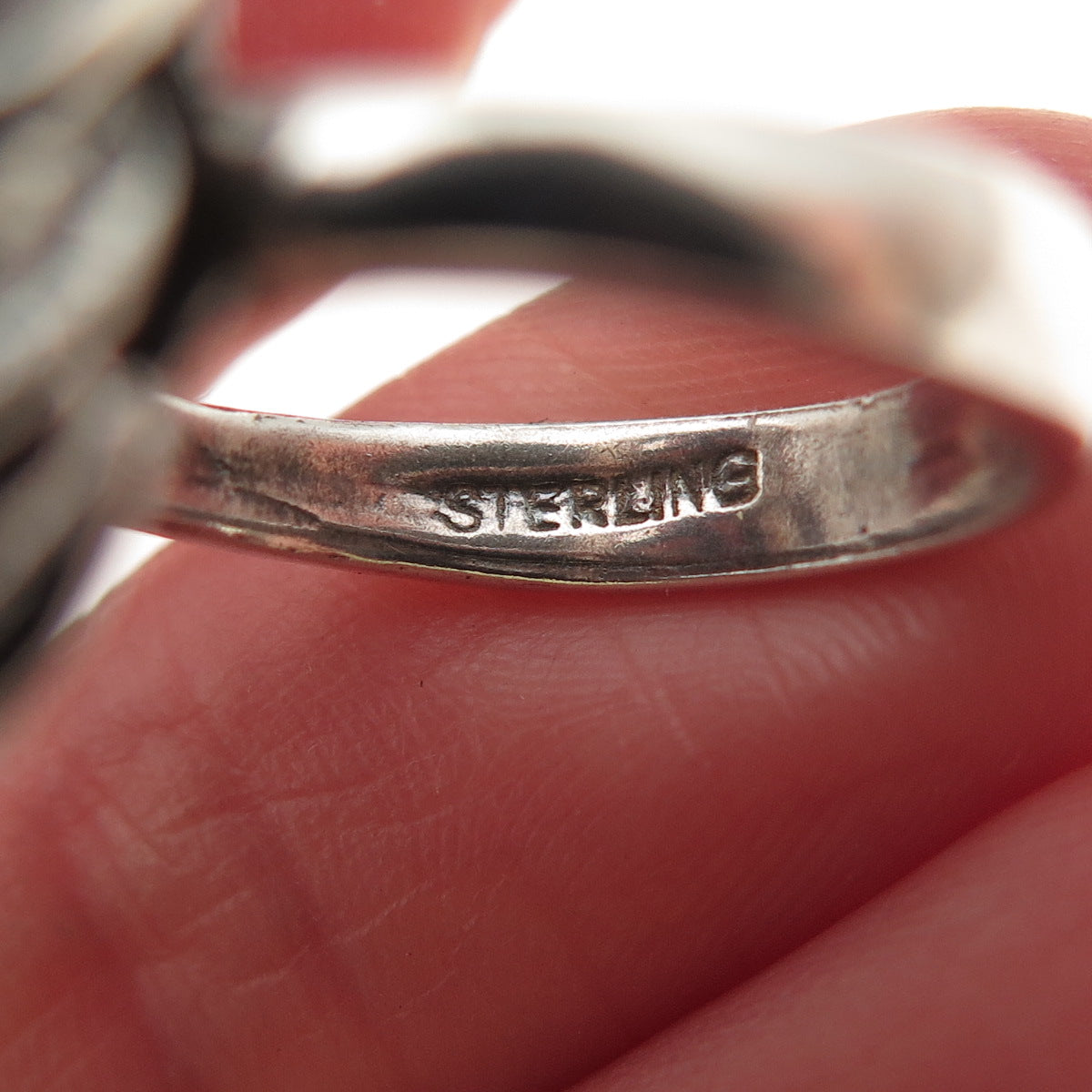 925 Sterling Silver Vintage Modernist Oxidized Ring Size 5