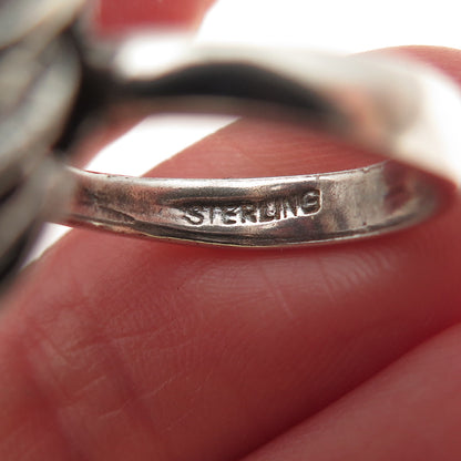 925 Sterling Silver Vintage Modernist Oxidized Ring Size 5