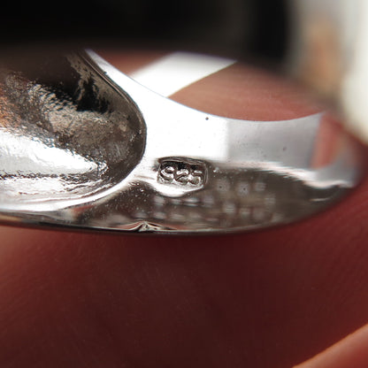 925 Sterling Silver Real Round-Cut Black Spinel & C Z Yin Yang Ring Size 6.25