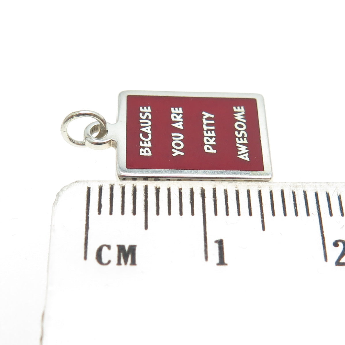 925 Sterling Silver Enamel "Because You Are Pretty Awesome" Minimalist Pendant