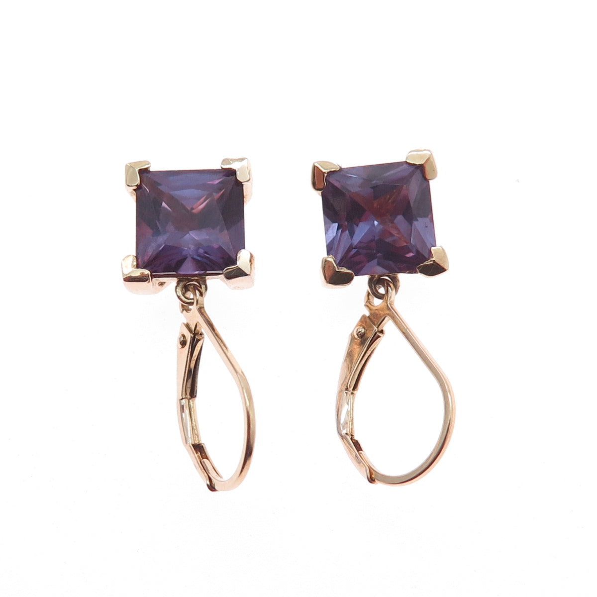 ROSS SIMONS Sterling Gold Plated Lab-Created Peacock Sapphire Dangle Earrings