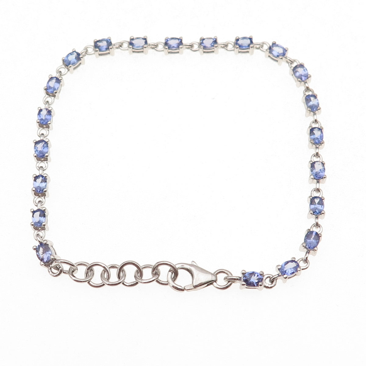 925 Sterling Silver Real Oval-Cut Tanzanite Bracelet 7-8"
