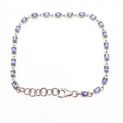 925 Sterling Silver Real Oval-Cut Tanzanite Bracelet 7-8"