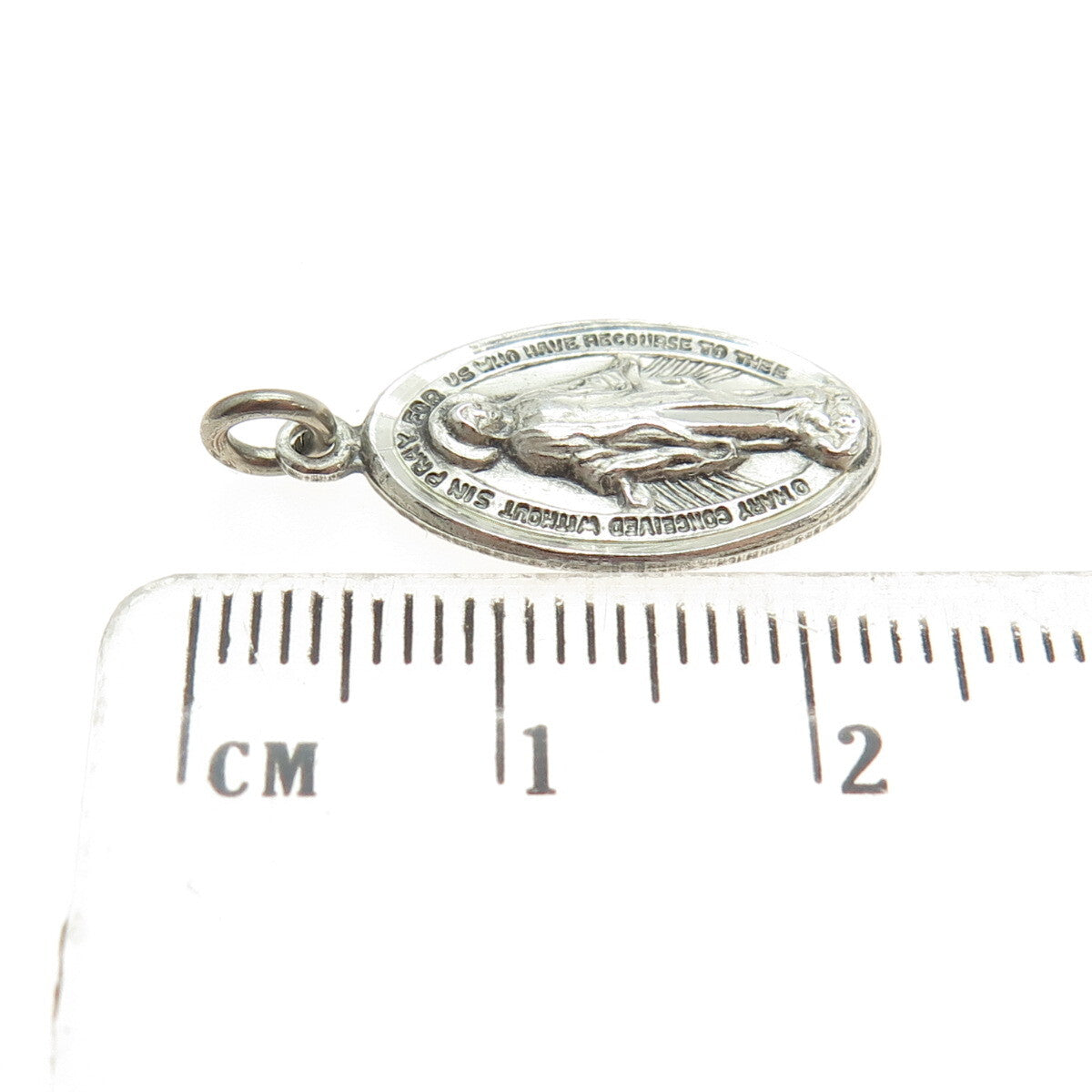 CHAPEL 925 Sterling Silver Antique Art Deco Saint Mary Minimalist Charm Pendant