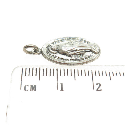 CHAPEL 925 Sterling Silver Antique Art Deco Saint Mary Minimalist Charm Pendant