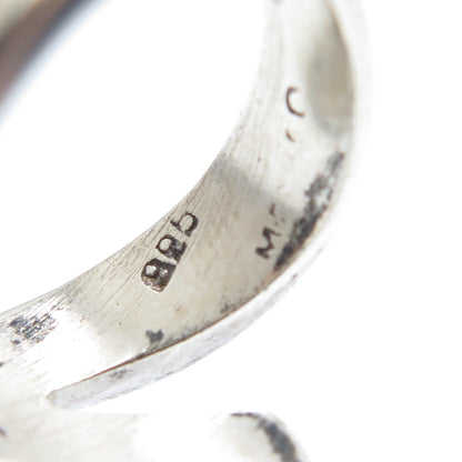 925 Sterling Silver Vintage Mexico Modernist Wavy Ring Size 8.5