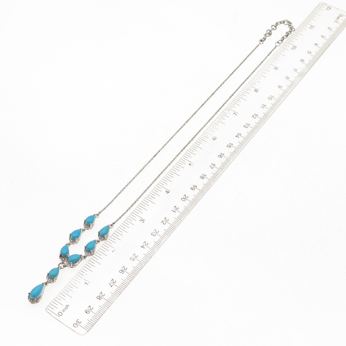 Chuck Clemency 925 Sterling Silver Real Turquoise Singapore Chain Necklace 20"