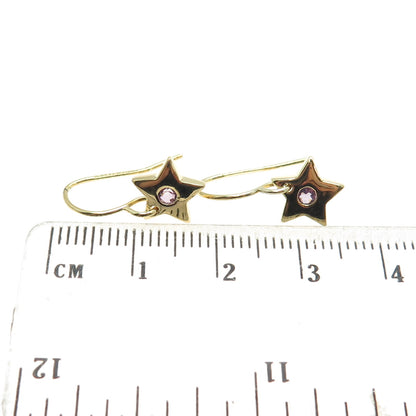 DBJ DEE BERKLE 925 Sterling Silver Gold Plated Real Round Amethyst Star Earrings