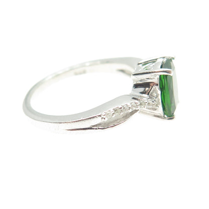 CHUCK CLEMENCY 925 Sterling Silver Real White Topaz & Peridot Gem Ring Size 5