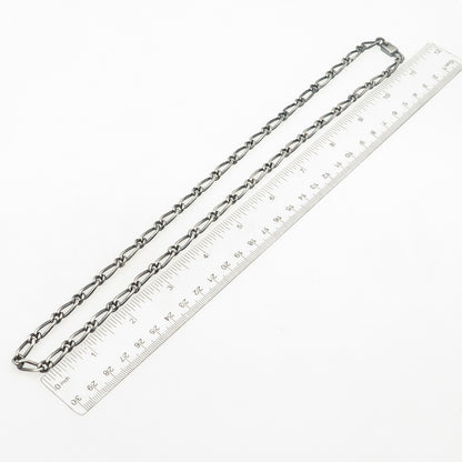 925 Sterling Silver Vintage Mexico Figaro Chain Oxidized Necklace 22"