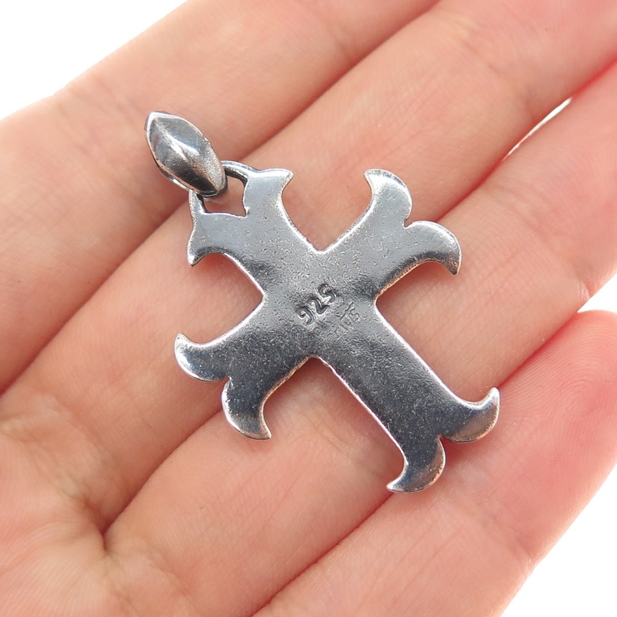 925 Sterling Silver Vintage Cross Religious Oxidized Charm Pendant