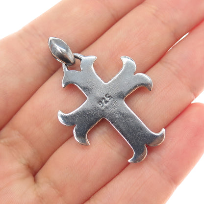 925 Sterling Silver Vintage Cross Religious Oxidized Charm Pendant