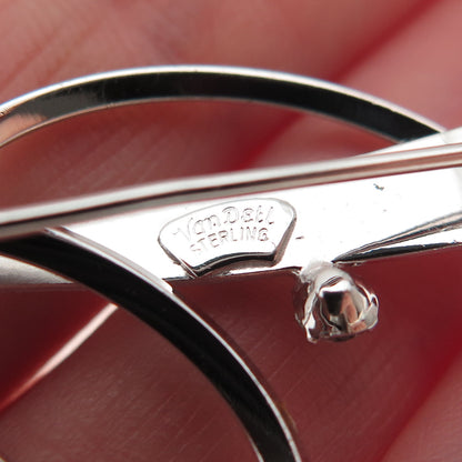 Van Dell 925 Sterling Silver Vintage Rhinestone Ribbon Pin Brooch