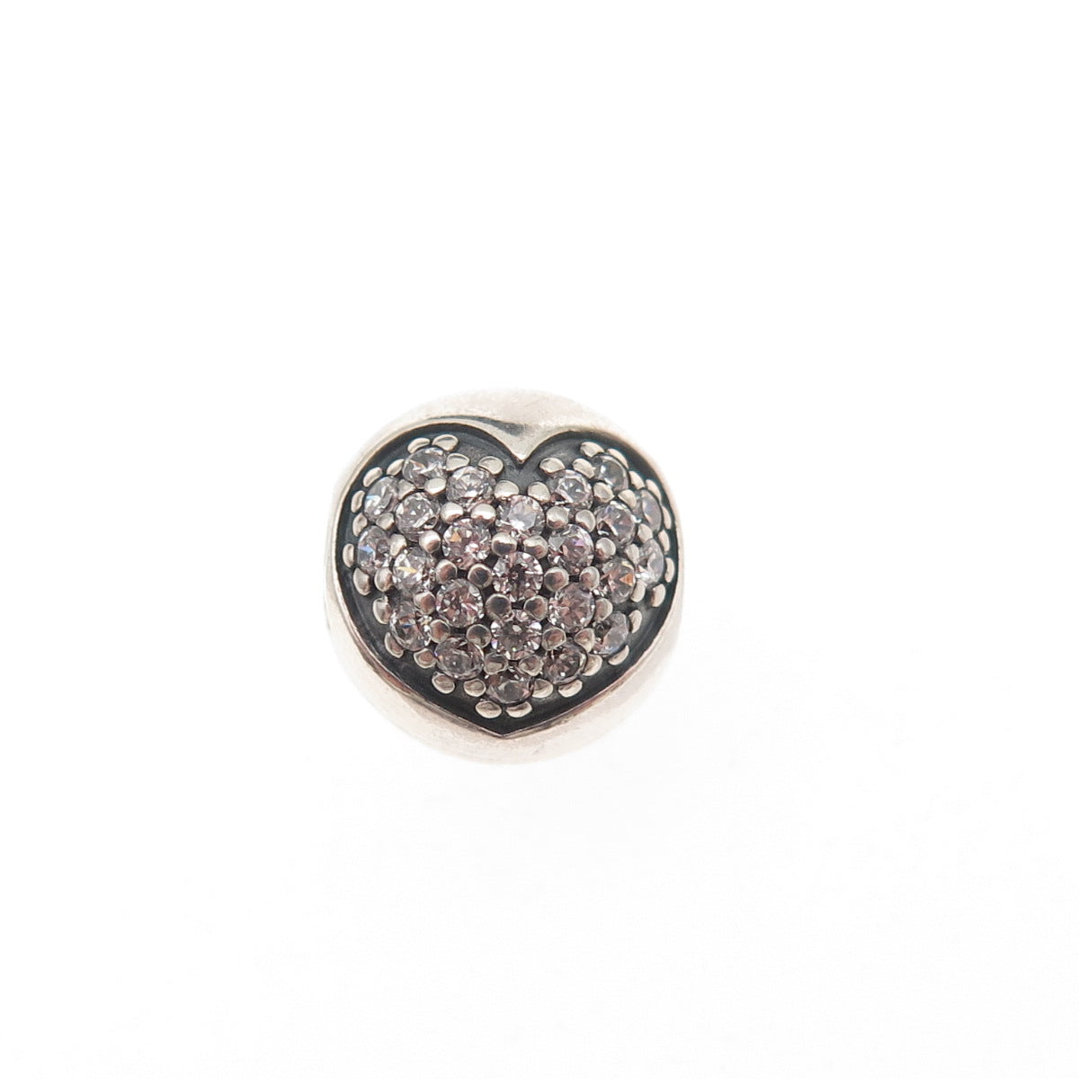 Pandora 925 Sterling Silver C Z Heart Clip Bead Lock Charm