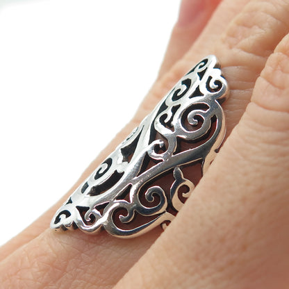 925 Sterling Silver Vintage Swirl Oxidized Ring Size 6.5