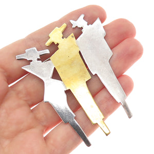 925 Sterling Silver 2-Tone Vintage Mexico Three Elegant Ladies Pin Brooch
