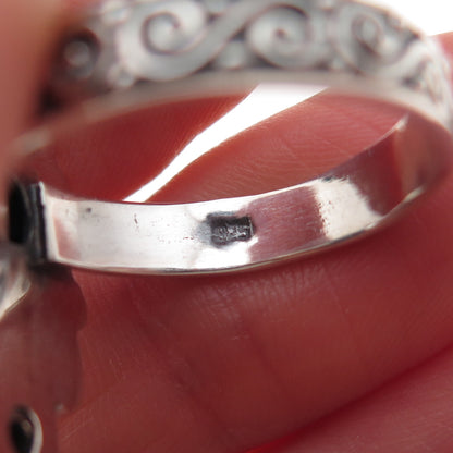 925 Sterling Silver Vintage Sleeping Beauty Turquoise Oxidized Ring Size 8.5