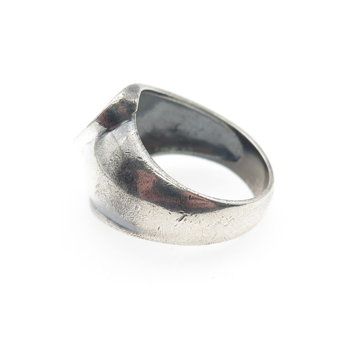 925 Sterling Silver Vintage Modernist Wavy Oxidized Ring Size 7