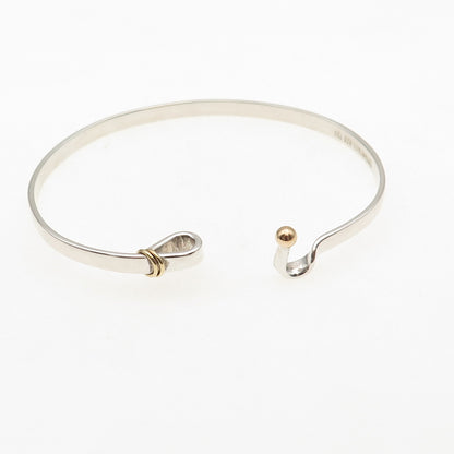 TIFFANY & CO. 925 Sterling Silver 18K Gold Vintage Hook Bangle Bracelet 6.25"