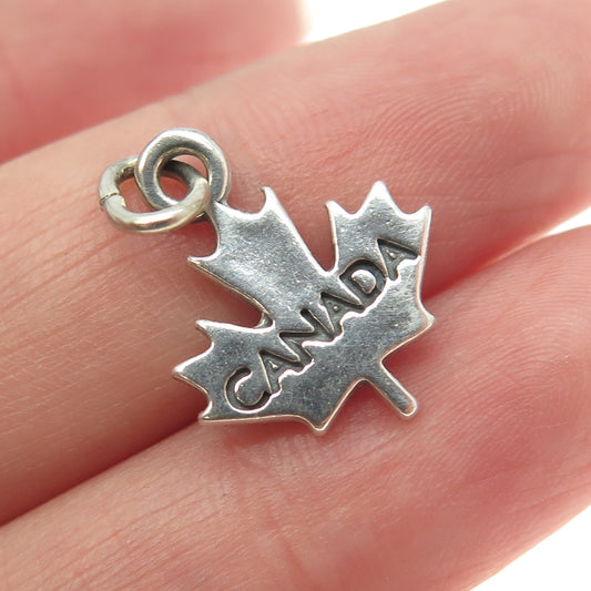 SUNDANCER 925 Sterling Silver Vintage Canada Maple Leaf Charm Pendant