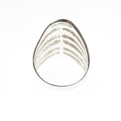 925 Sterling Silver Vintage Modernist Spine Link Ring Size 8.25