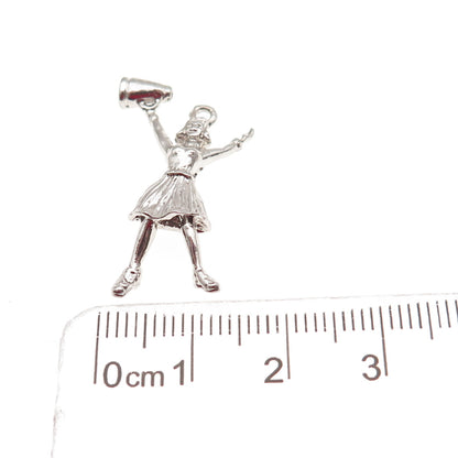 925 Sterling Silver Vintage Cheerleader Charm Pendant