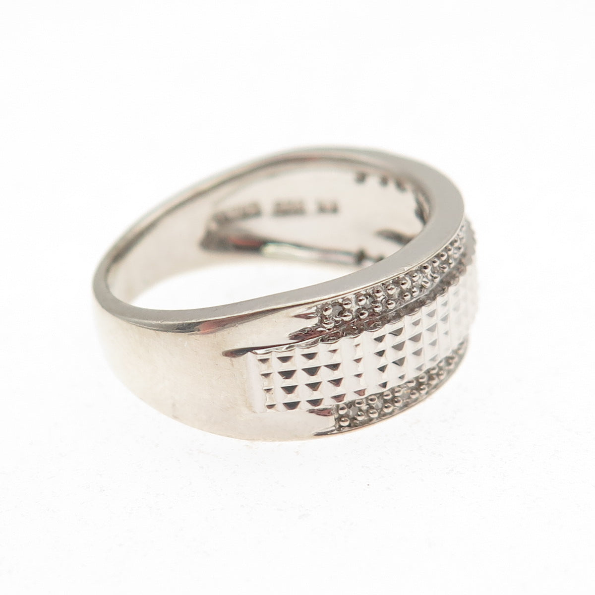 KN Kajal Naina 925 Sterling Silver Real Round-Cut Diamond Ring Size 7.25