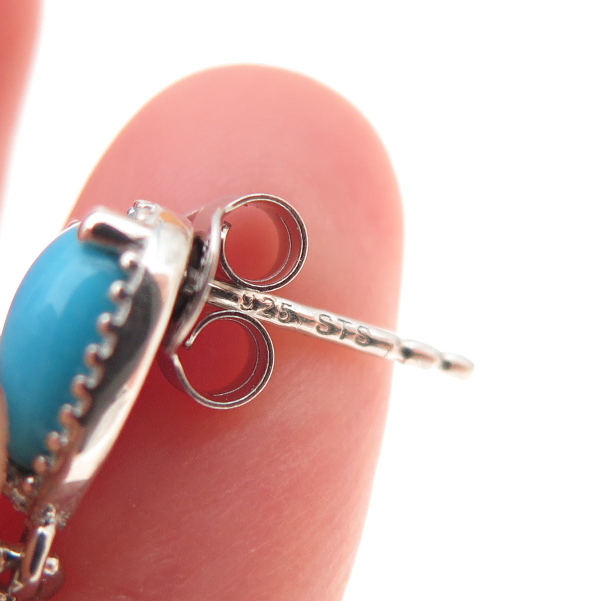 Chuck Clemency Sterling Silver Real Sleeping Beauty Turquoise Dangle Earrings