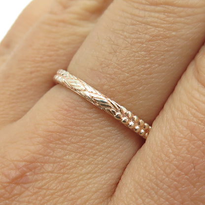 925 Sterling Silver Rose Gold Plated Granulated & Braided Band Ring Size 8.25