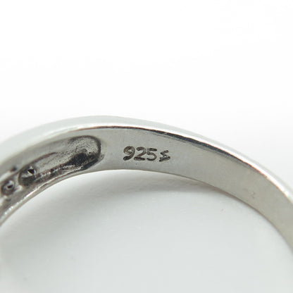 925 Sterling Silver Real Round-Cut White Diamond Heart Ring Size 6.75