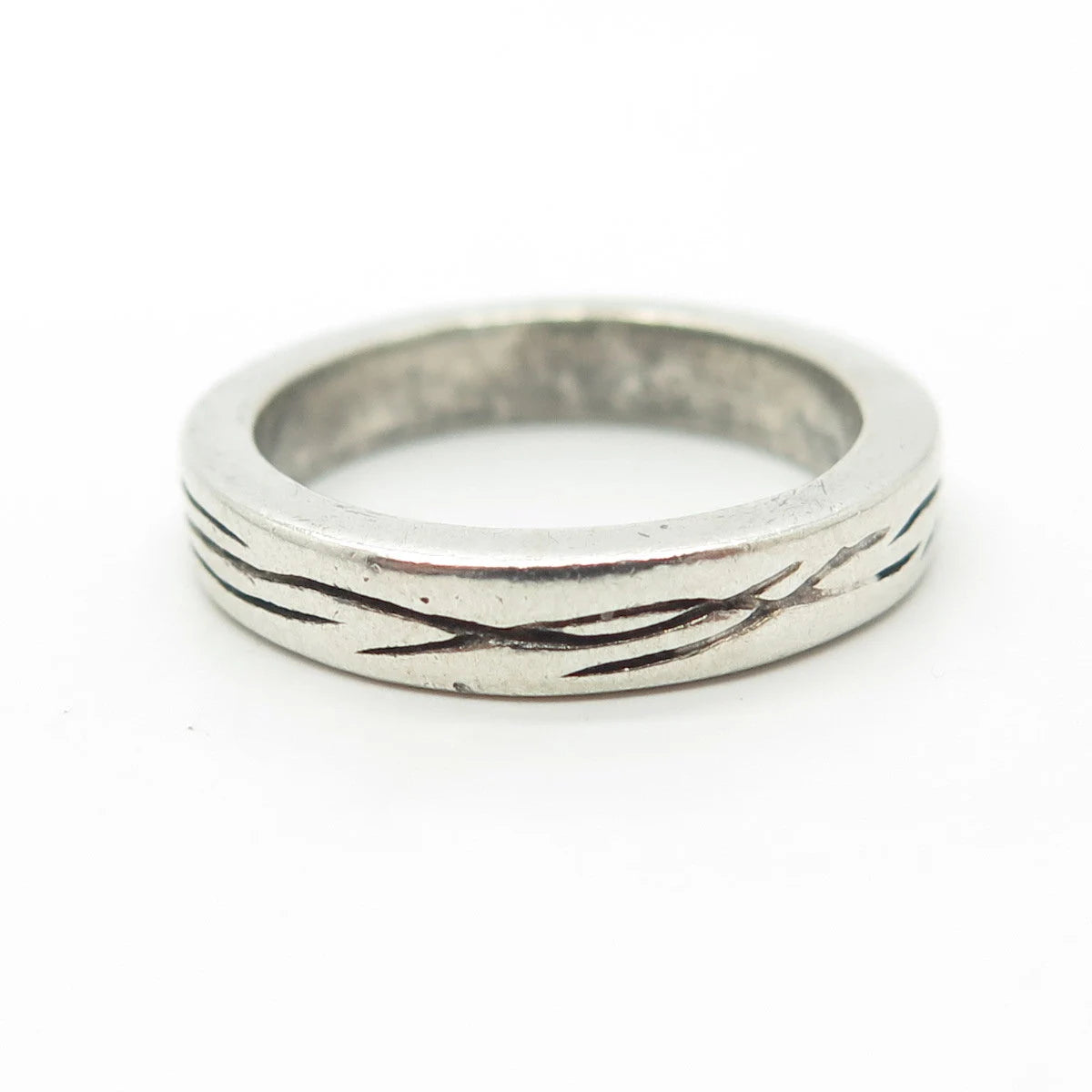 925 Sterling Silver Vintage Textured Band Ring Size 6.25