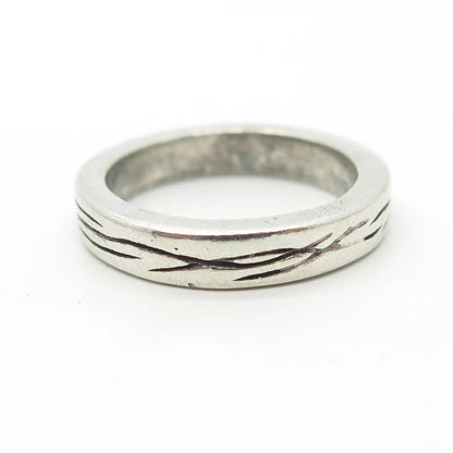 925 Sterling Silver Vintage Textured Band Ring Size 6.25