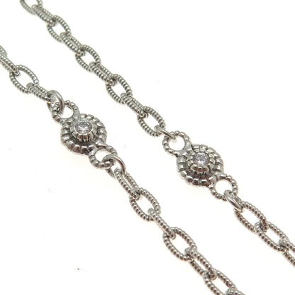 JUDITH RIPKA 925 Sterling Silver C Z Station Twisted Cable Chain Necklace 18"