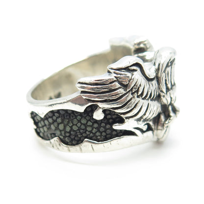 Silver Rings Men 925 Sterling Silver Eagle Biker Ring Size 13.25