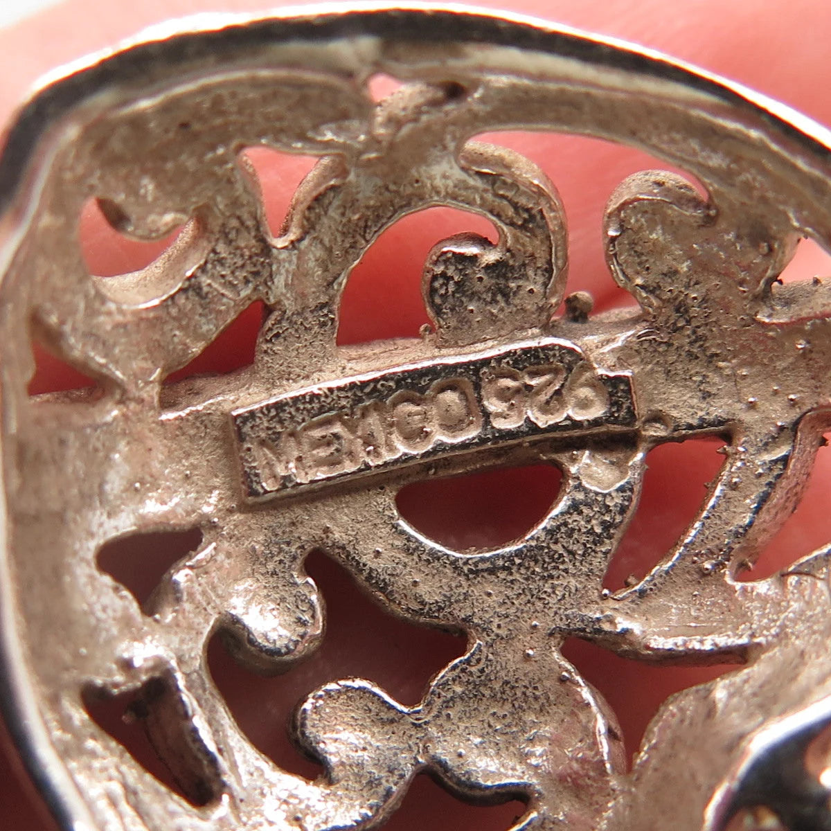 925 Sterling Silver Vintage Mexico Beaded Swirl Heart Pendant