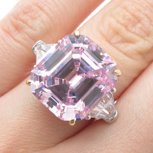DSMK 925 Sterling Silver 2-Tone White & Pink Multi-Cut C Z Ring Size 6