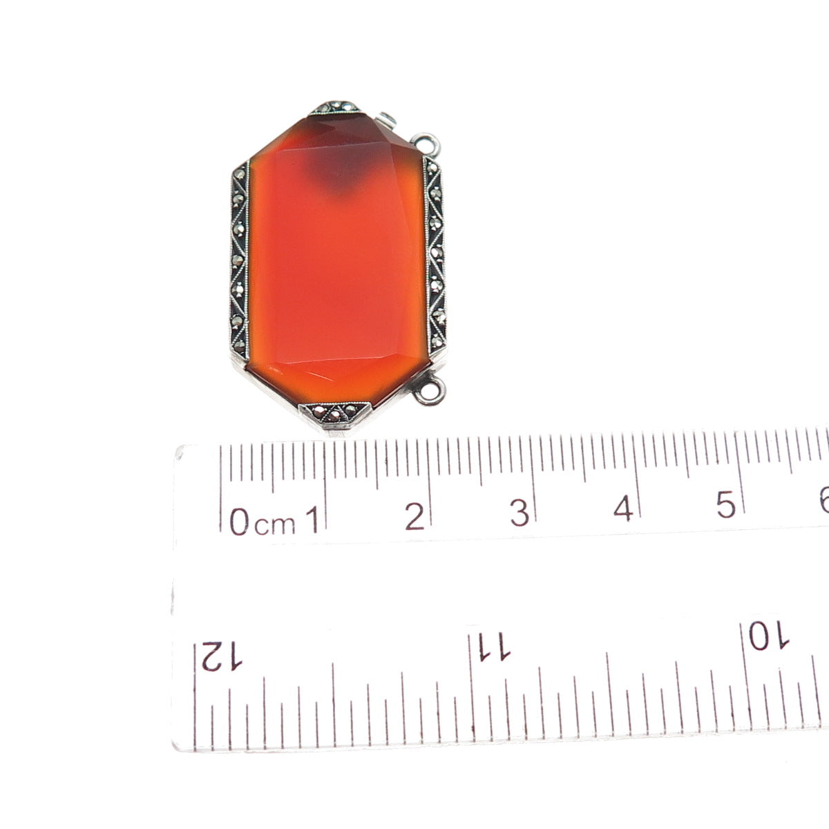 925 Sterling Antique Germany Real Carnelian Marcasite Bracelet Necklace Box Lock