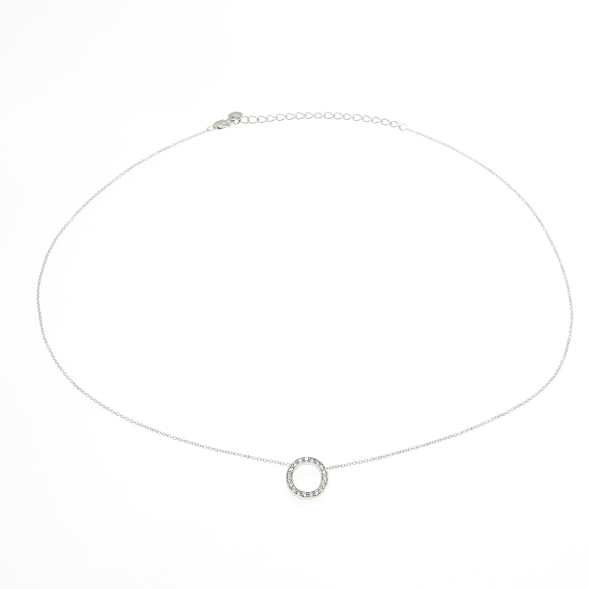 925 Sterling Silver Round-Cut C Z Circle of Life Cable Chain Necklace 18-20"