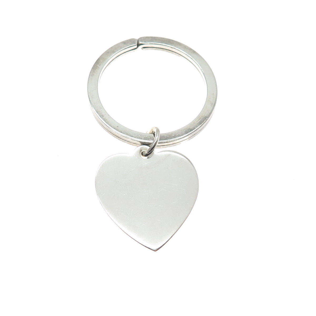 J.T. INMAN 925 Sterling Silver Vintage Heart Tag Key Fob Ring
