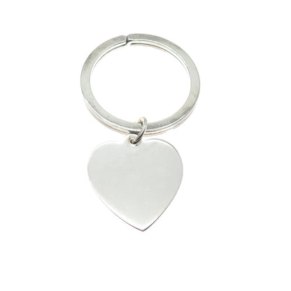 J.T. INMAN 925 Sterling Silver Vintage Heart Tag Key Fob Ring