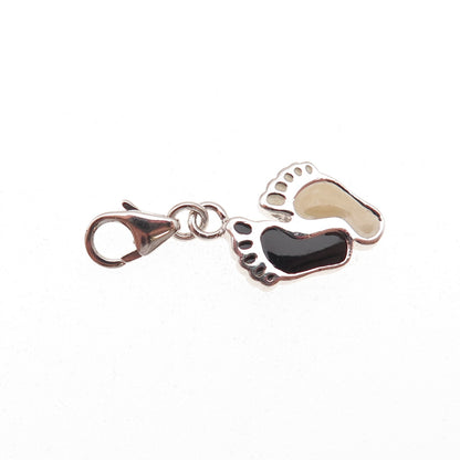 925 Sterling Silver Enamel Baby Foot Lobster Lock Charm Pendant