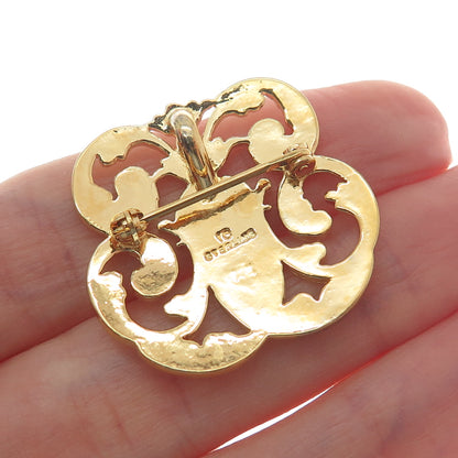 IC James Craig Sterling Silver Gold Plated Vintage Moon Face Ornate Pin Pendant