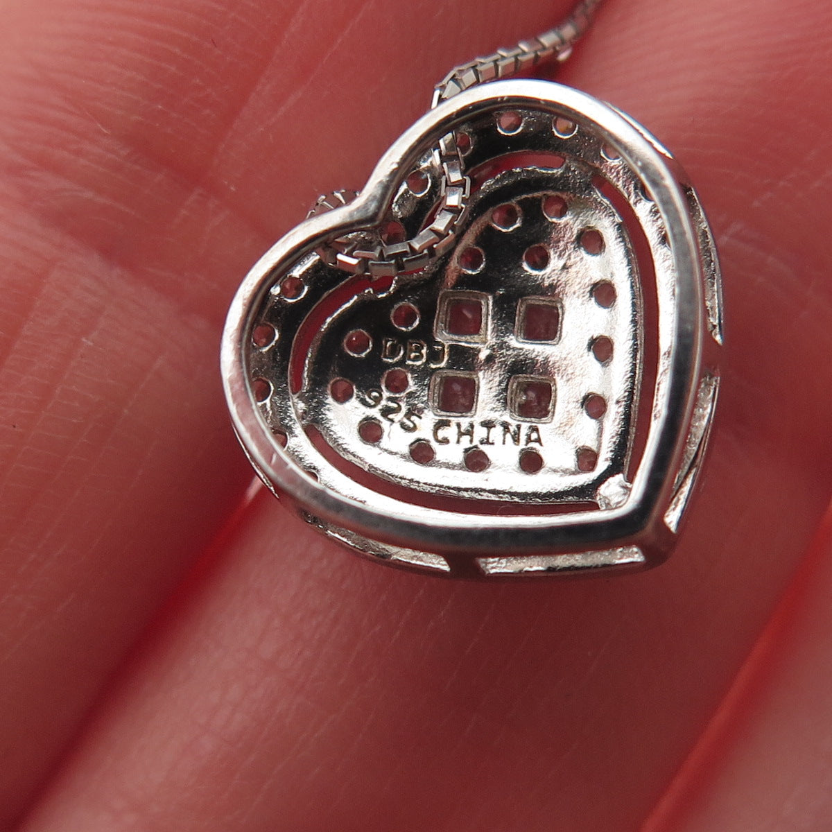 DEE BERKLE Sterling Silver Princess & Round-Cut C Z Heart Box Chain Necklace 16"