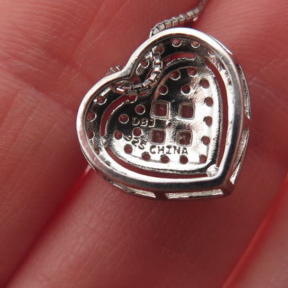 DEE BERKLE Sterling Silver Princess & Round-Cut C Z Heart Box Chain Necklace 16"