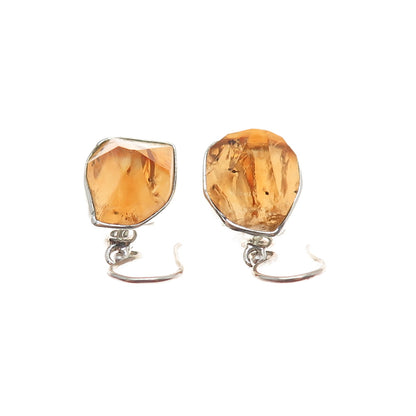 STARBORN 925 Sterling Silver Vintage Real Citrine Modernist Dangle Earrings