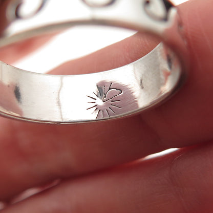 Old Pawn Sterling Silver Vintage Southwestern Wave Oxidized Band Ring Size 10.25