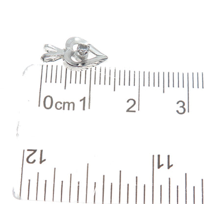 925 Sterling Silver Vintage Round-Cut Rhinestone Open Heart Minimalist Pendant